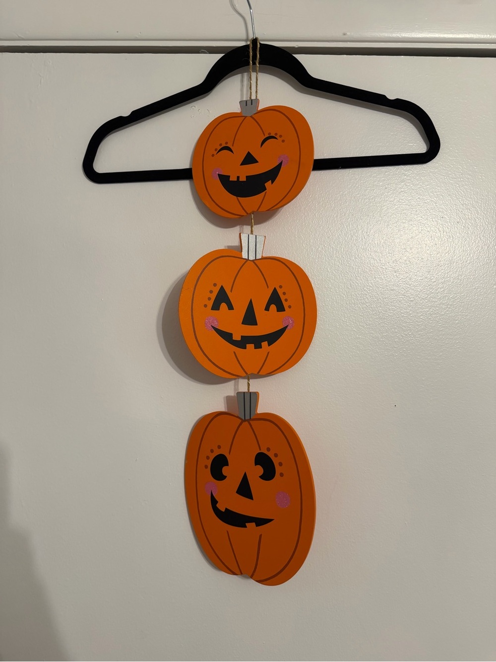 Cheerful Orange Pumpkin Trio Hanging Wall Decor